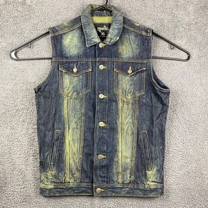 Noetic XL Women's‎ Denim Vest Blue Acid Wash Sleeveless Jean Jacket Grunge